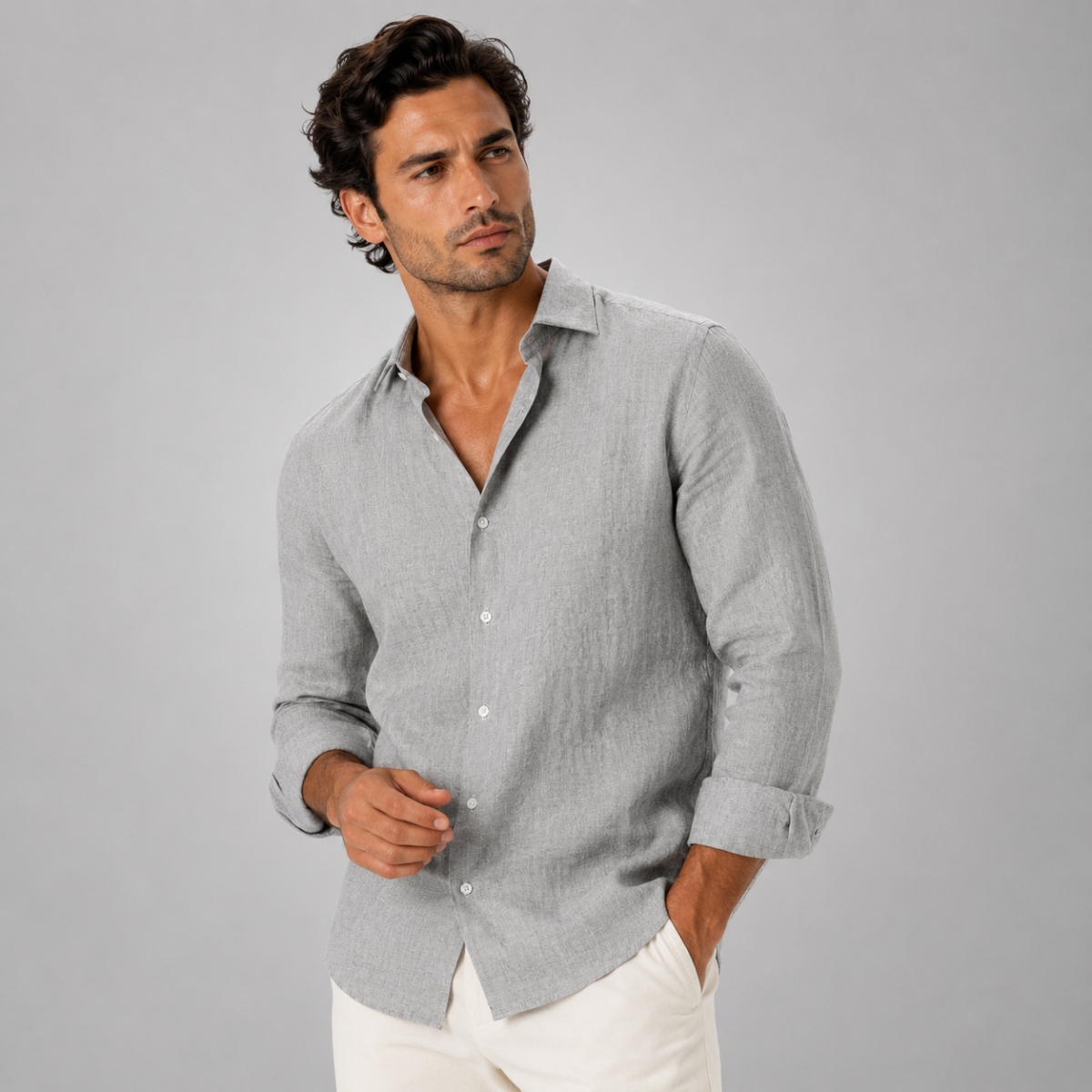 The Orvieto Men’s Cotton Linen Button Down Shirt