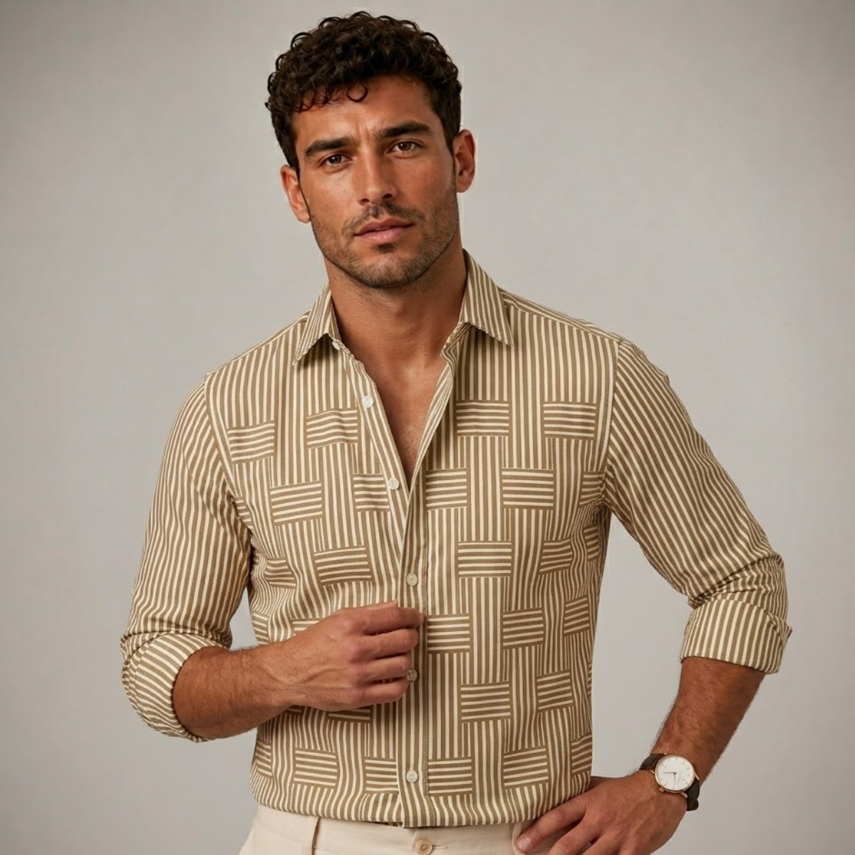 The Dunhill Men’s Lightweight Striped Wrinkle Resistant Shirt