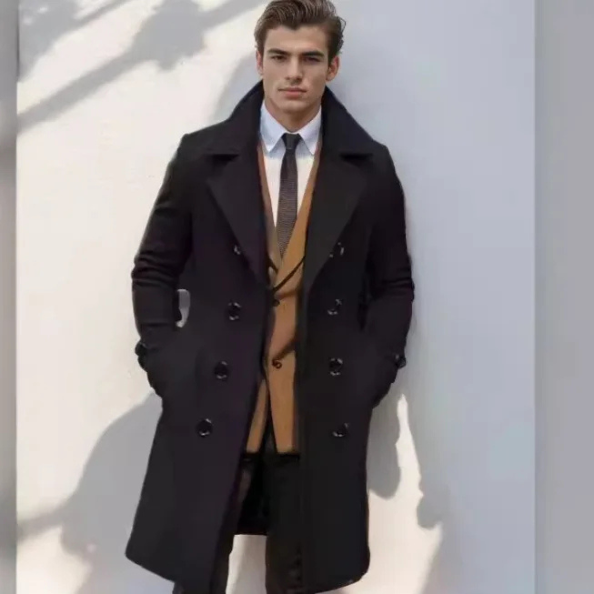 The Norcia Men’s Double Breasted Wool Trench Coat