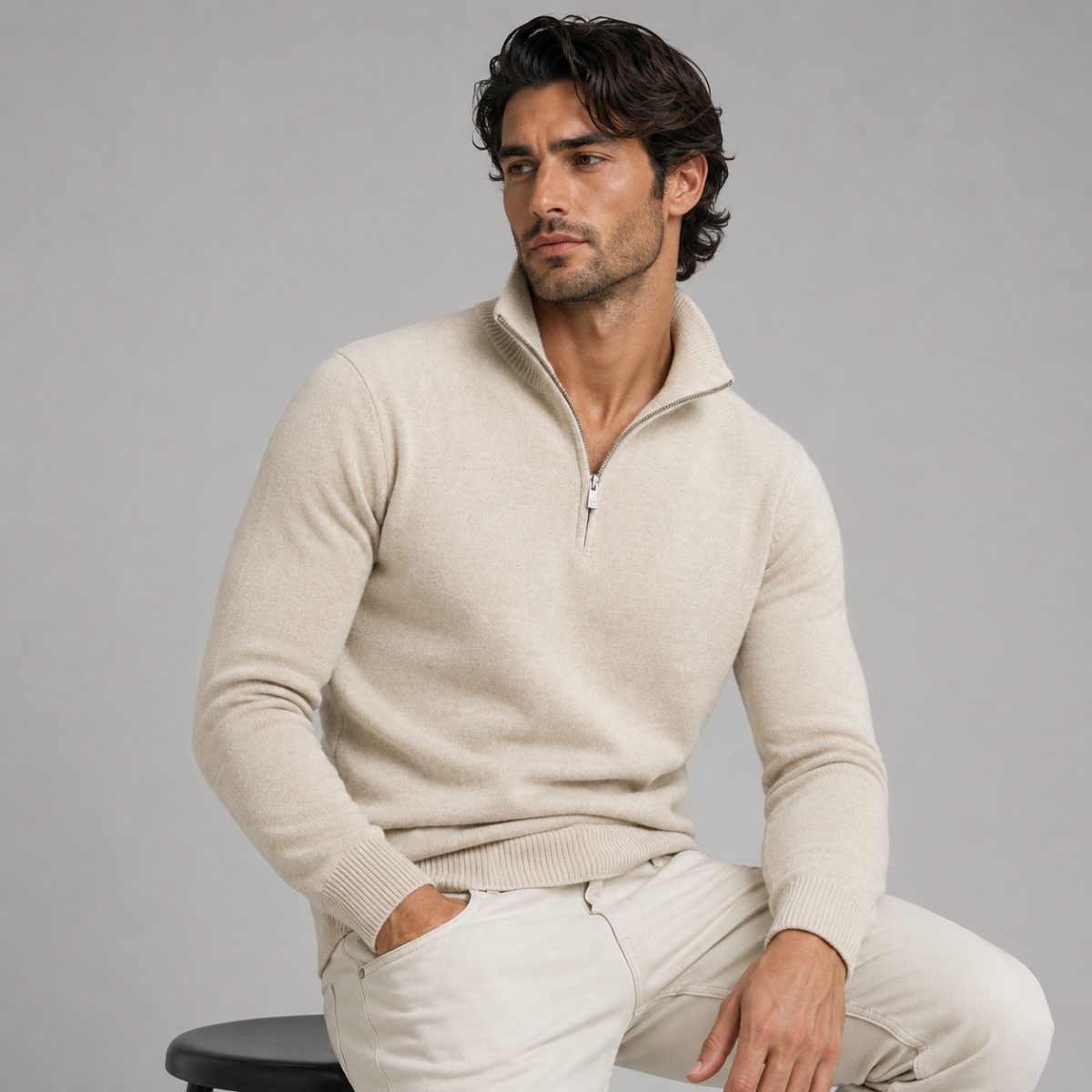 The Kidlington Men's Quarter Zip Lightweight Knit Sweater