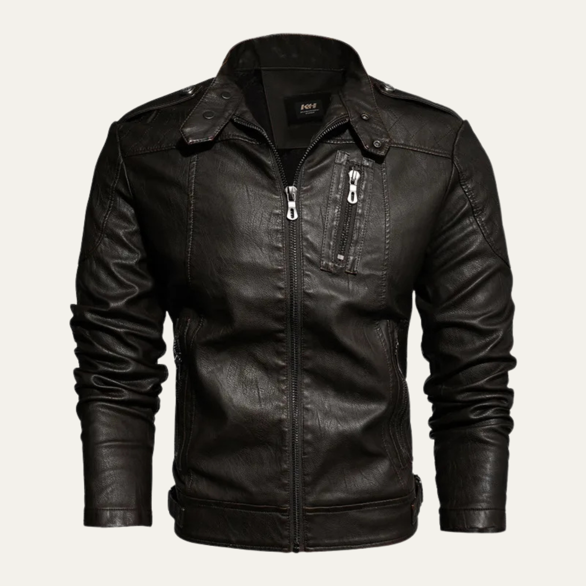 The Alderhill Men’s Modern Slim Flit Biker Jacket