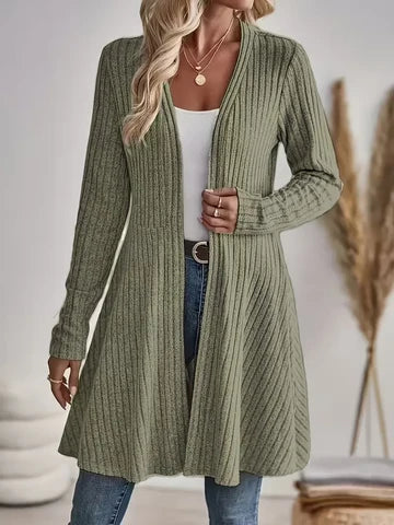 Women's Trendy Ribbed V Neck Long Cardigan