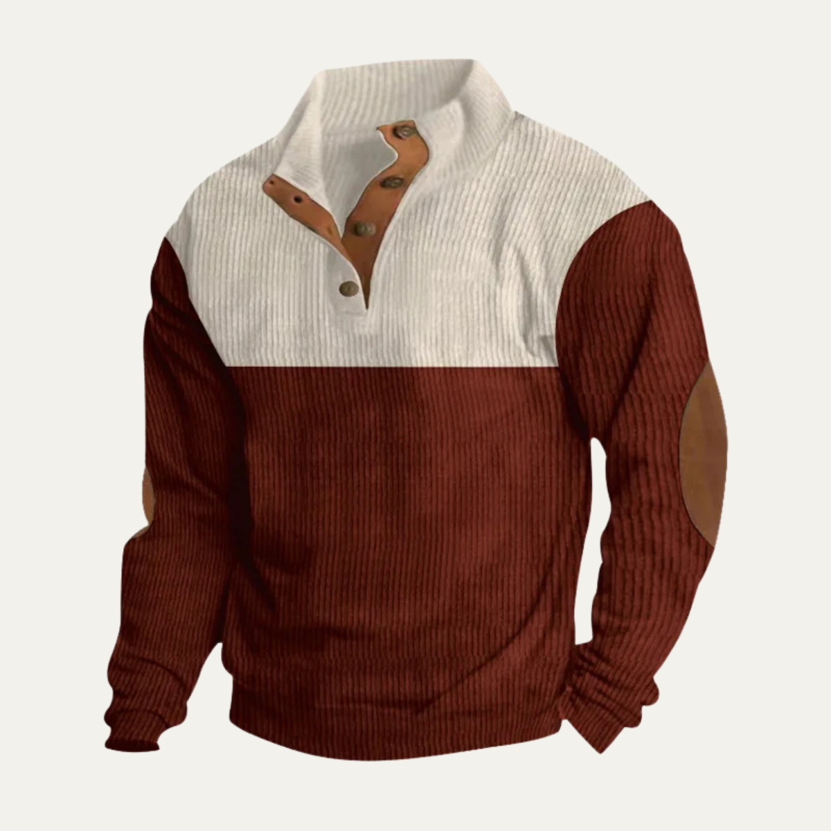 The Woodridge Men's Corduroy Colour Block Sweater with Suede Elbow Patches