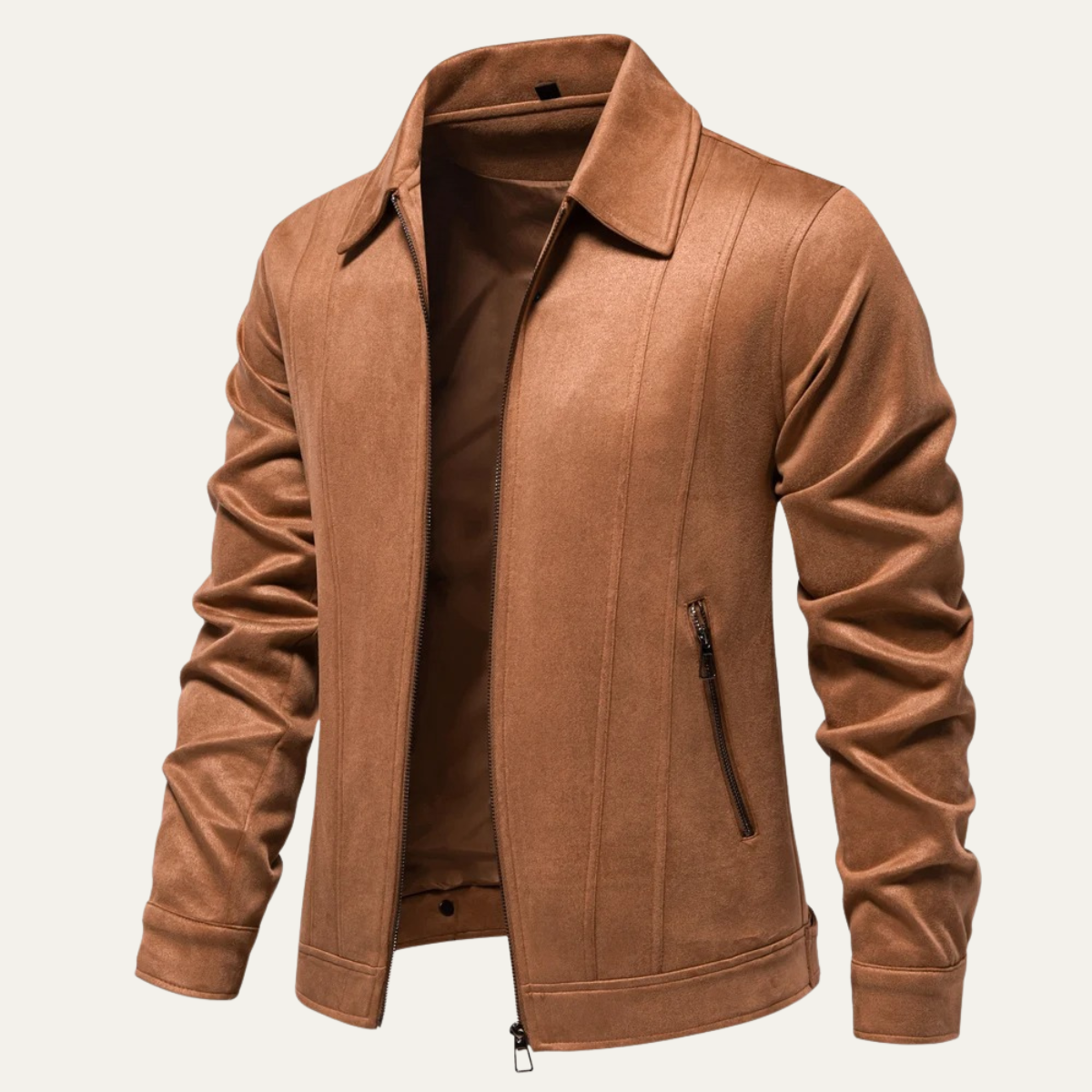 The Varese Men's Trucker  Suede Leather Zip Up Jacket