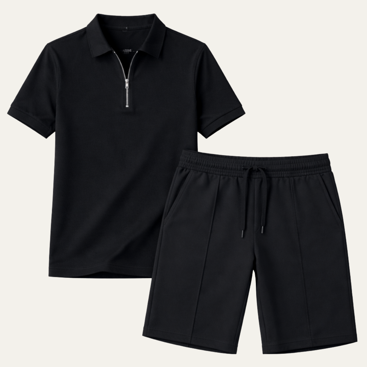 The Summerfield Men’s Summer Polo Shirt & Shorts Set – Black