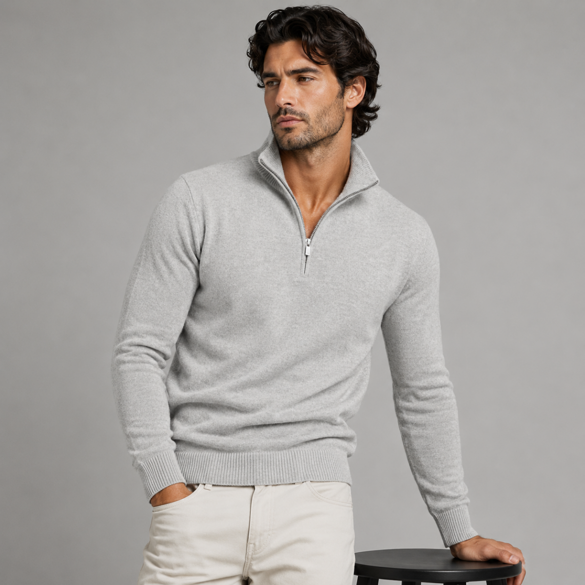 The Kidlington Men's Quarter Zip Lightweight Knit Sweater