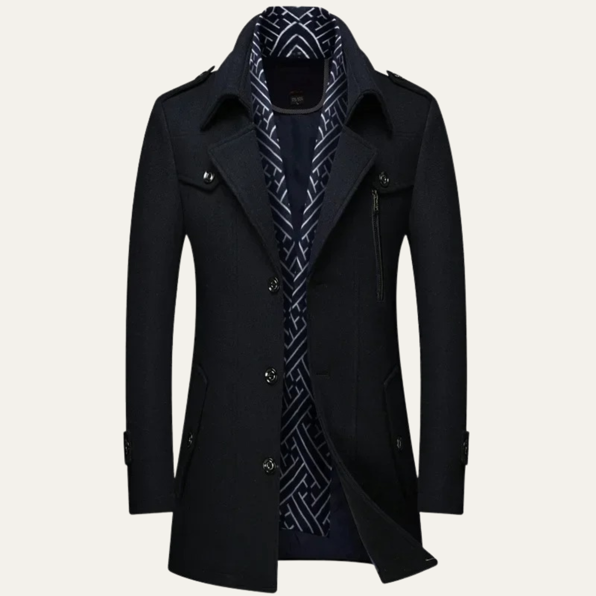 The Siena Men’s Wool Blend Long Trench Coat with Lapel Collar