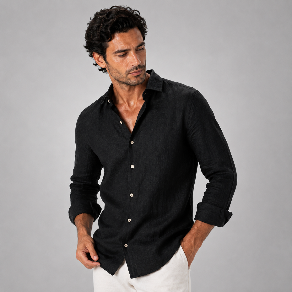 The Orvieto Men’s Cotton Linen Button Down Shirt