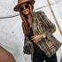 Women's Checked Tweed Jacket with Gold Trim