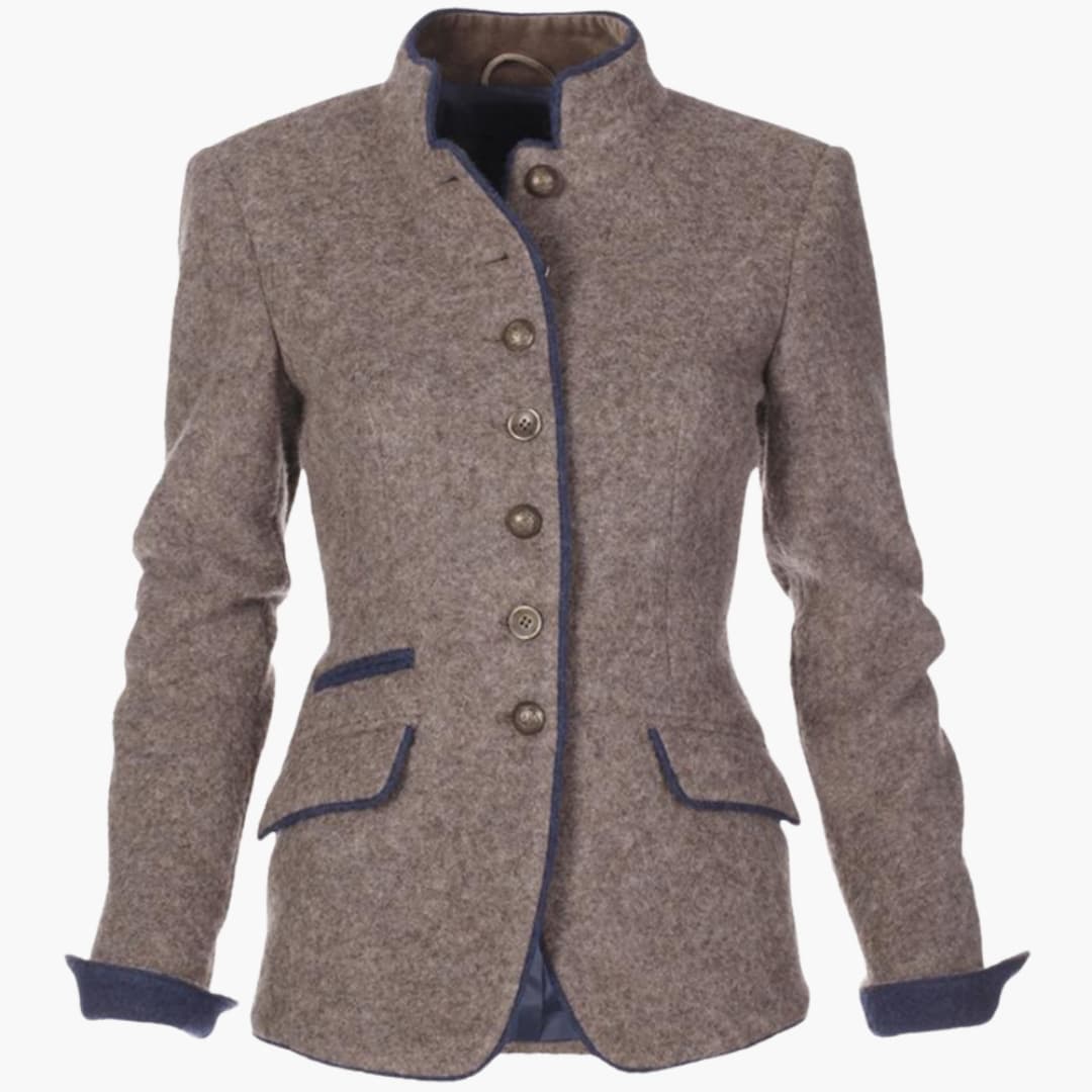 Women's Brown Blazer with Buttoned Front