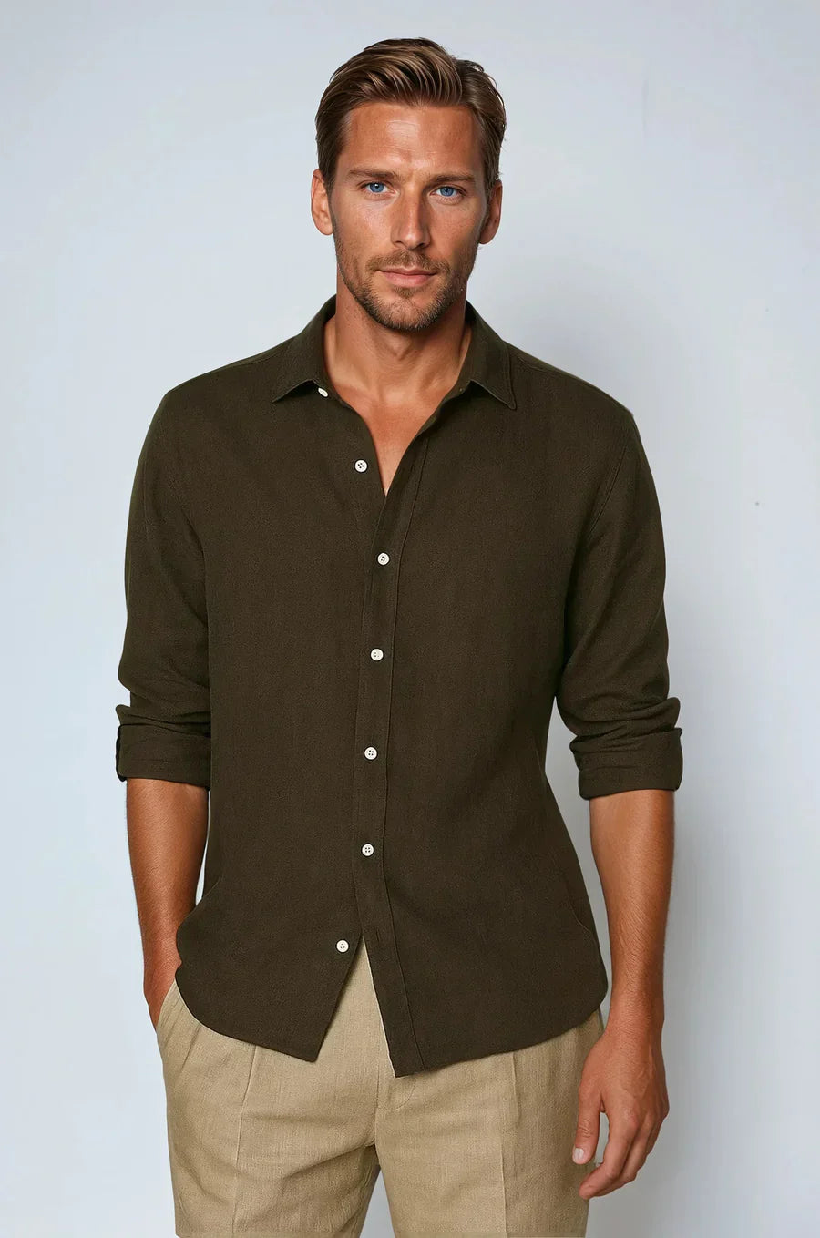 The Matera Men's Premium Linen Button Up Shirt