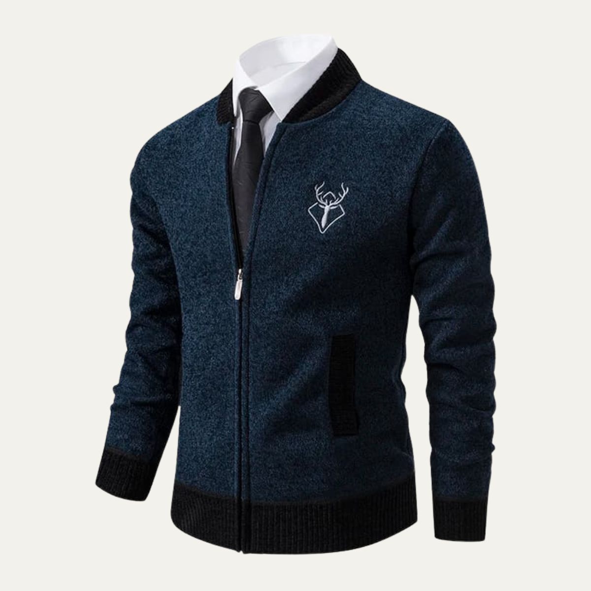 The Levanzo Men’s Contrast Embroidered Knit Bomber Cardigan