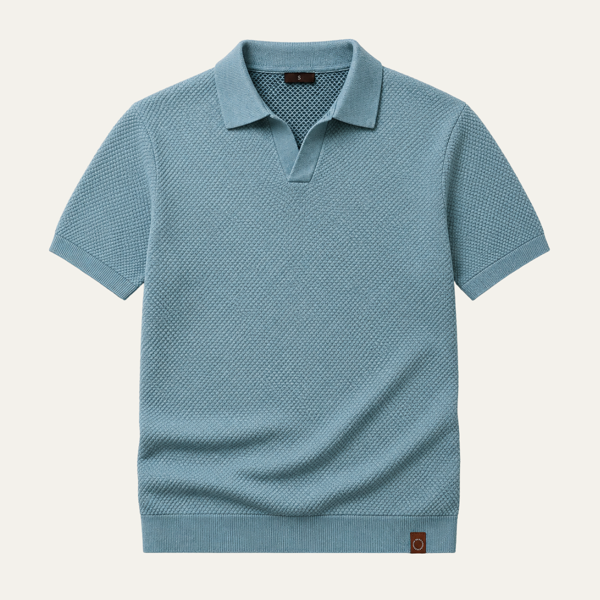 The Oakland Hills Men's Textured Knit Open Collar Polo Shirt