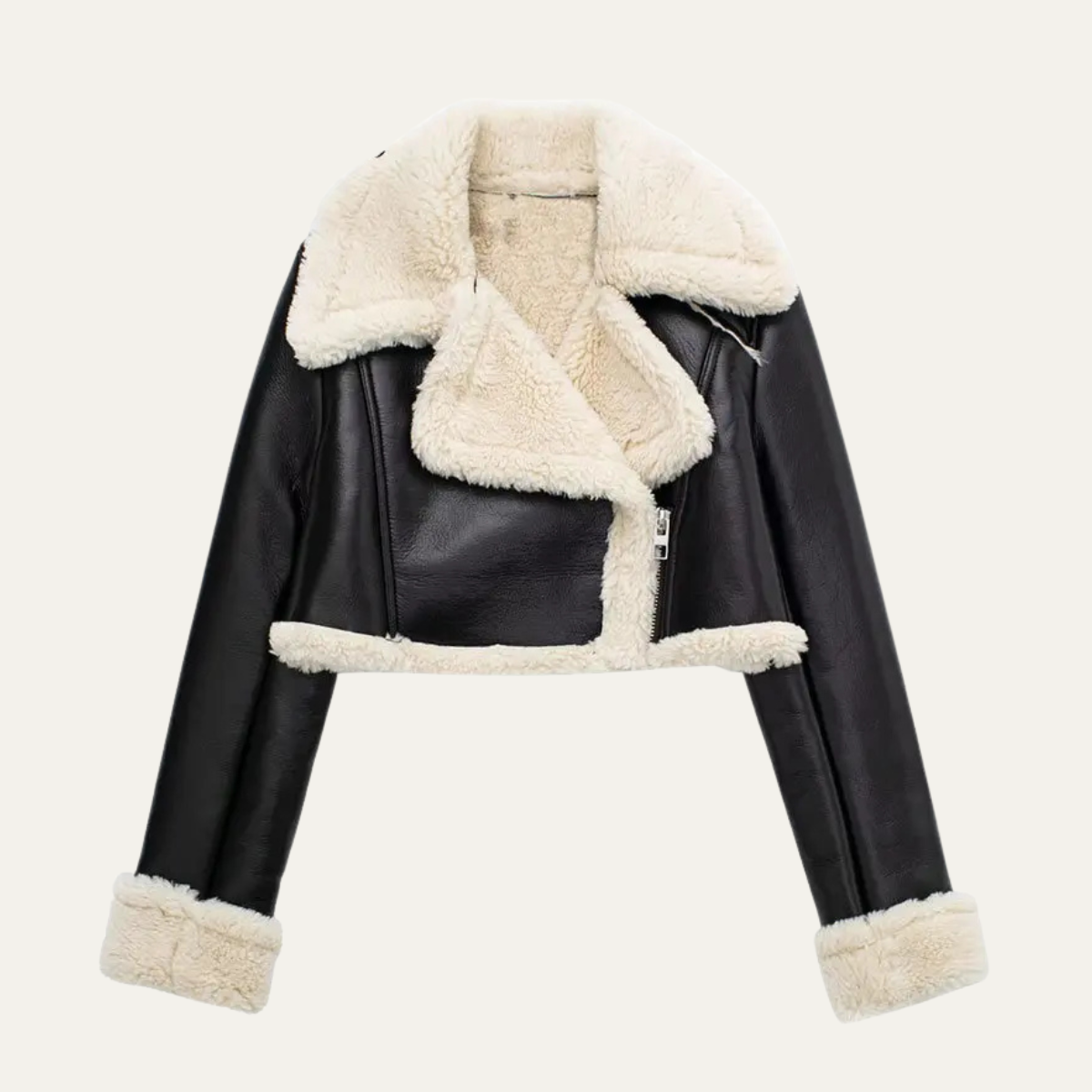 Women's Vintage Jacket with Faux Fur Trim