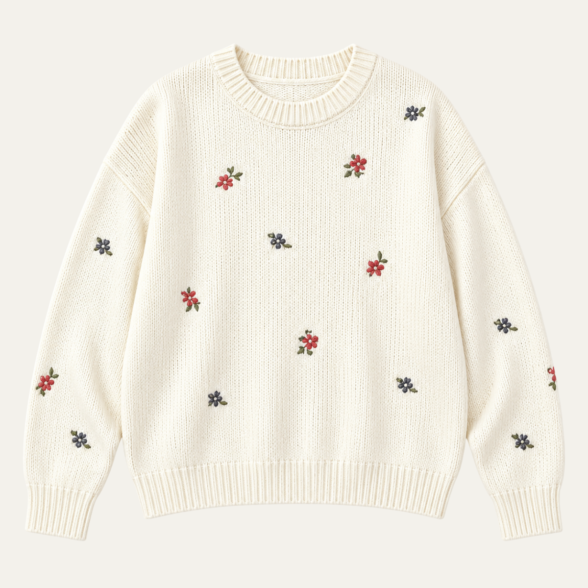 Women's Floral Embroidered Crewneck Sweater