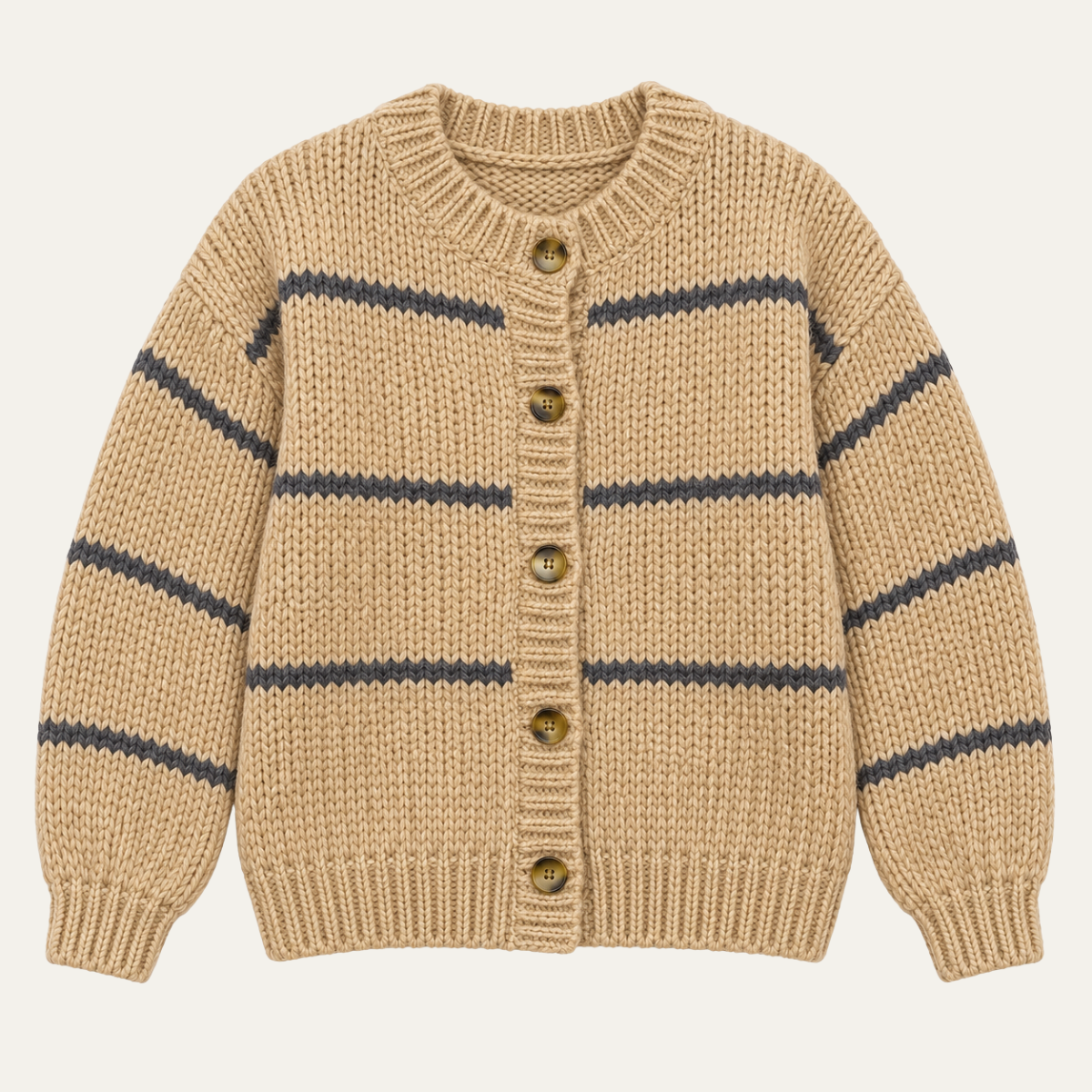 Women's Striped Button Up Knit Cardigan