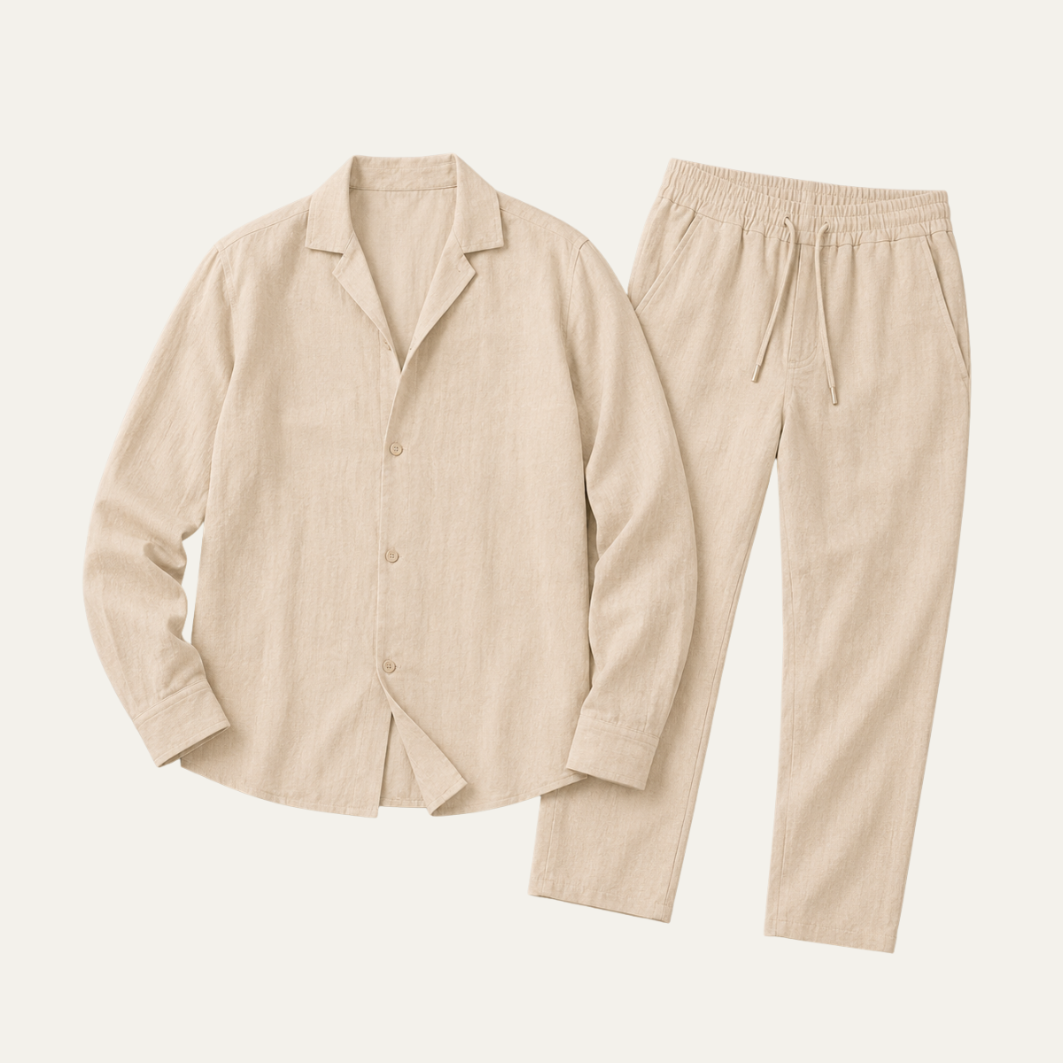 The Villa Como Men's Premium Linen Shirt & Drawstring Trousers Set