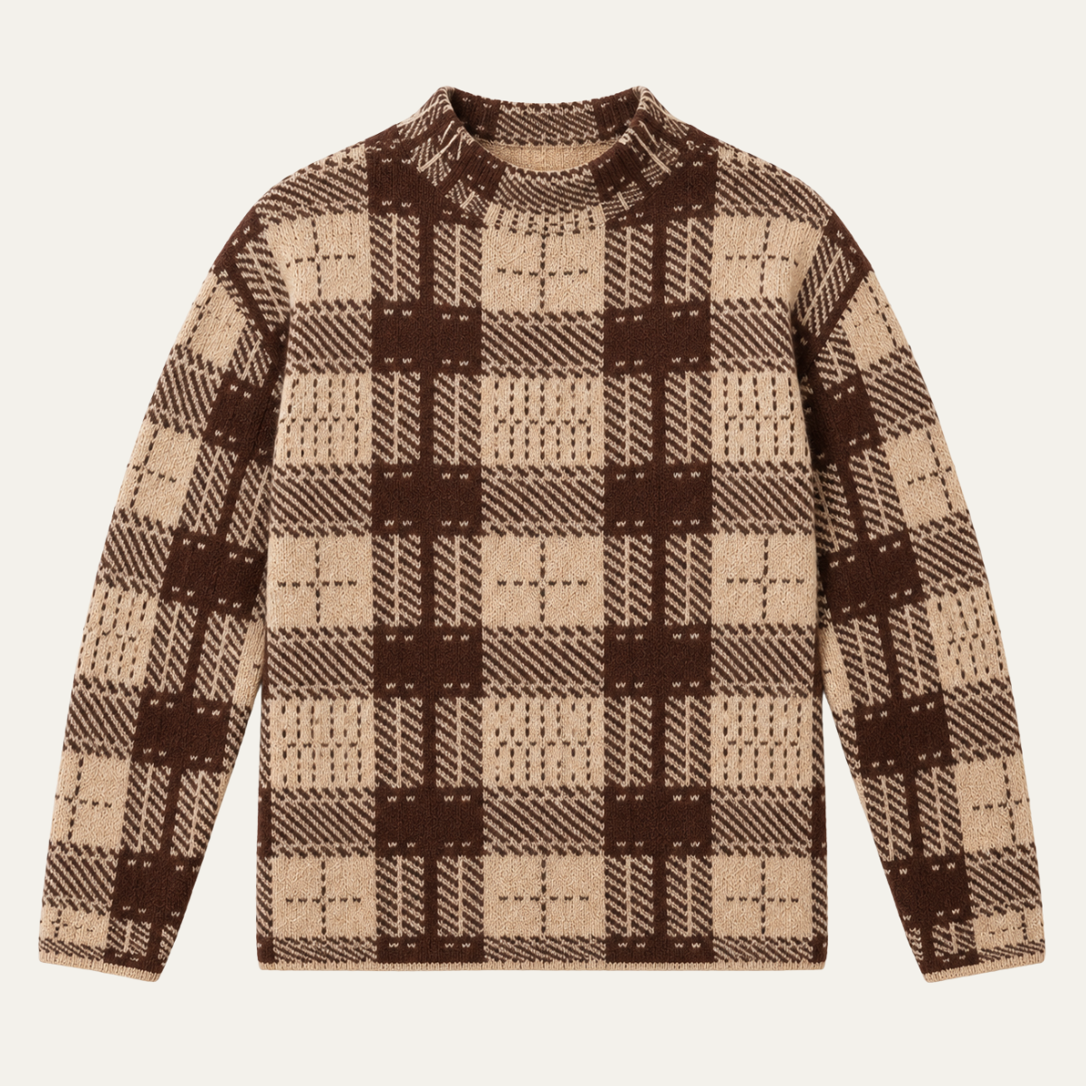 Women’s Plaid Mock Neck Knit Sweater