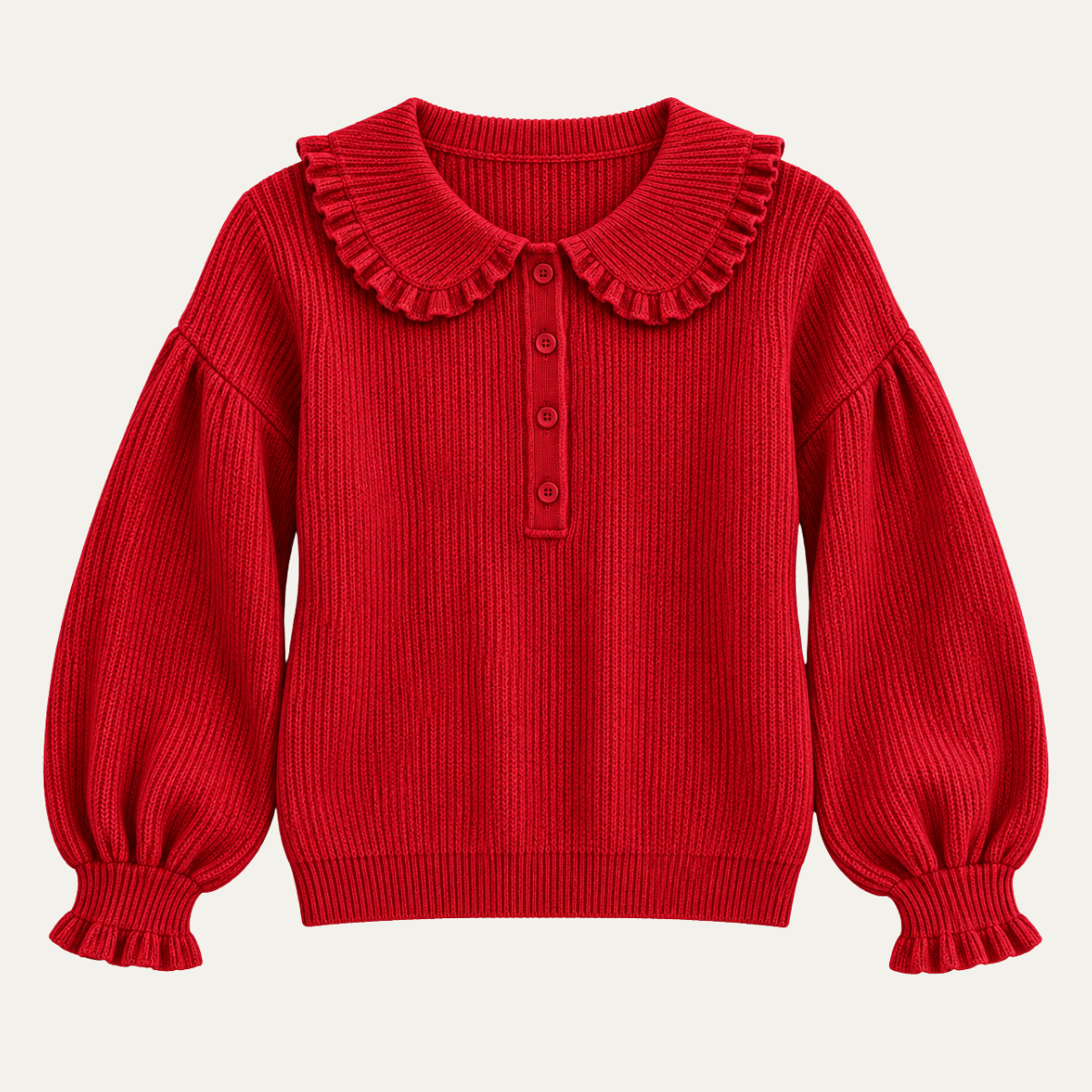 Women’s Ruffle Collar Ribbed Sweater