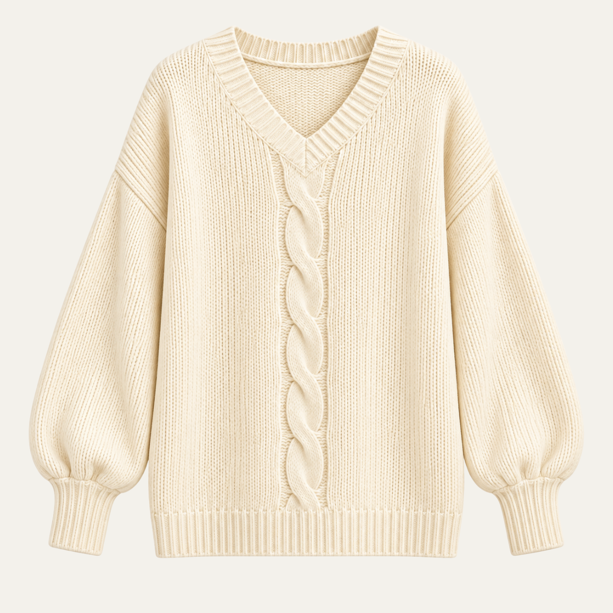 Women’s V Neck Cable Knit Sweater