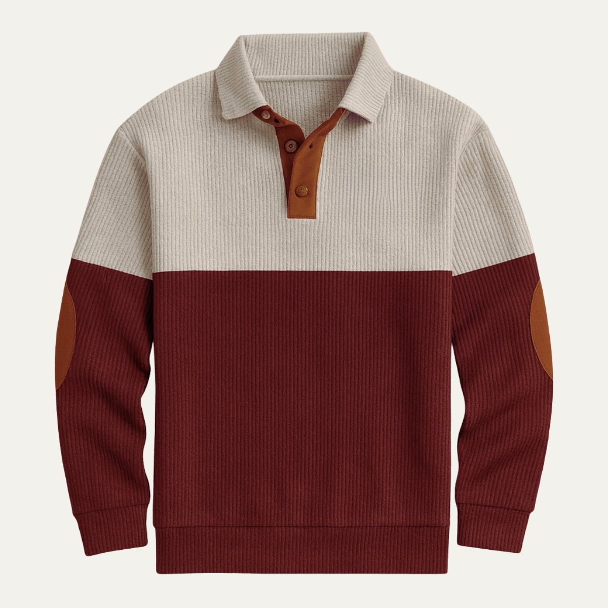 The Woodridge Men's Corduroy Colour Block Sweater with Suede Elbow Patches
