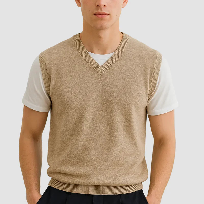 The Milan Men's V Neck Knit Cotton Vest