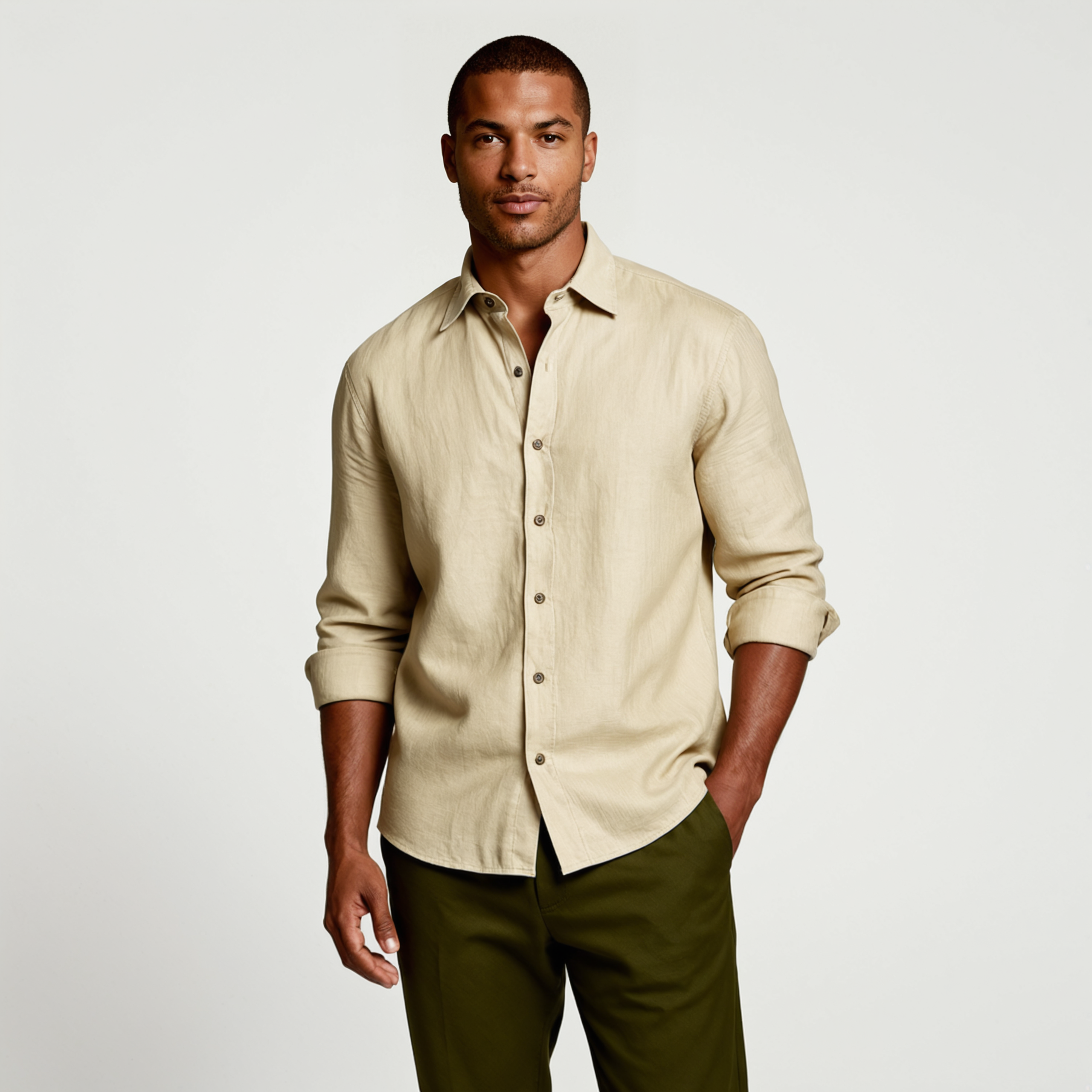 The St. Tropez Vintage Long Sleeve Linen Shirt for Men