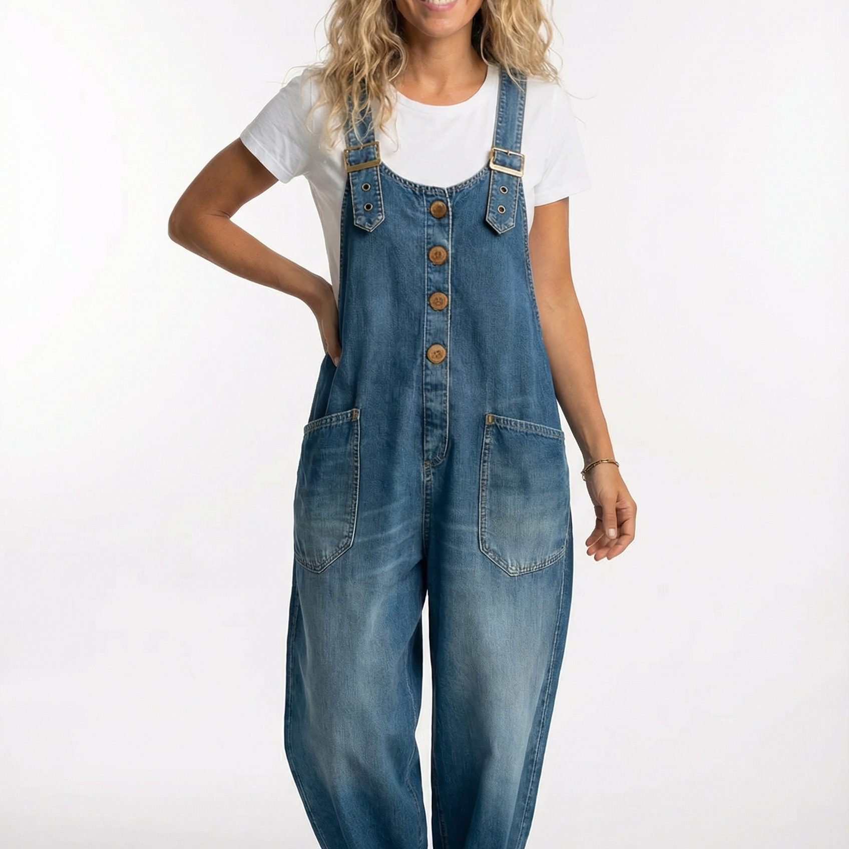 Women's Casual Wide Leg Denim Jumpsuit