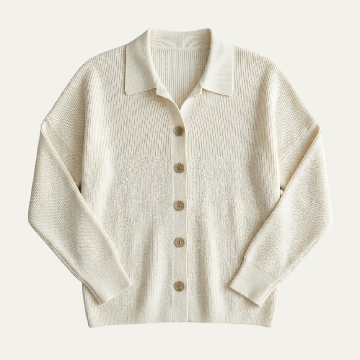 Women's V Neck Cardigan with Collared Neckline