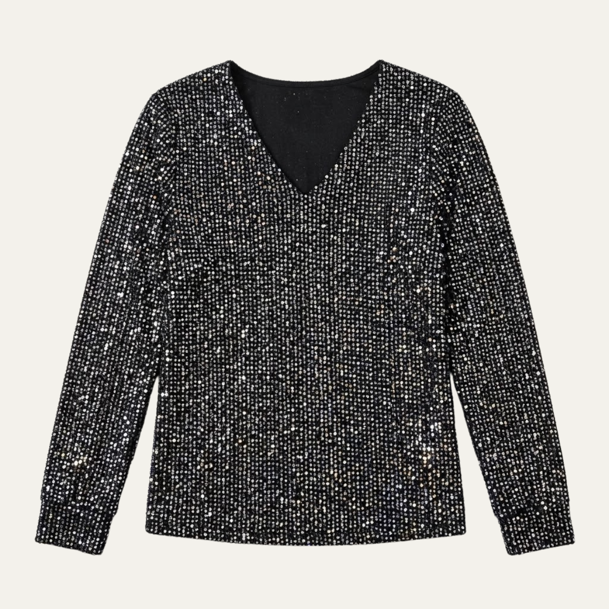 Women's Glitter V Neck Long Sleeve Top