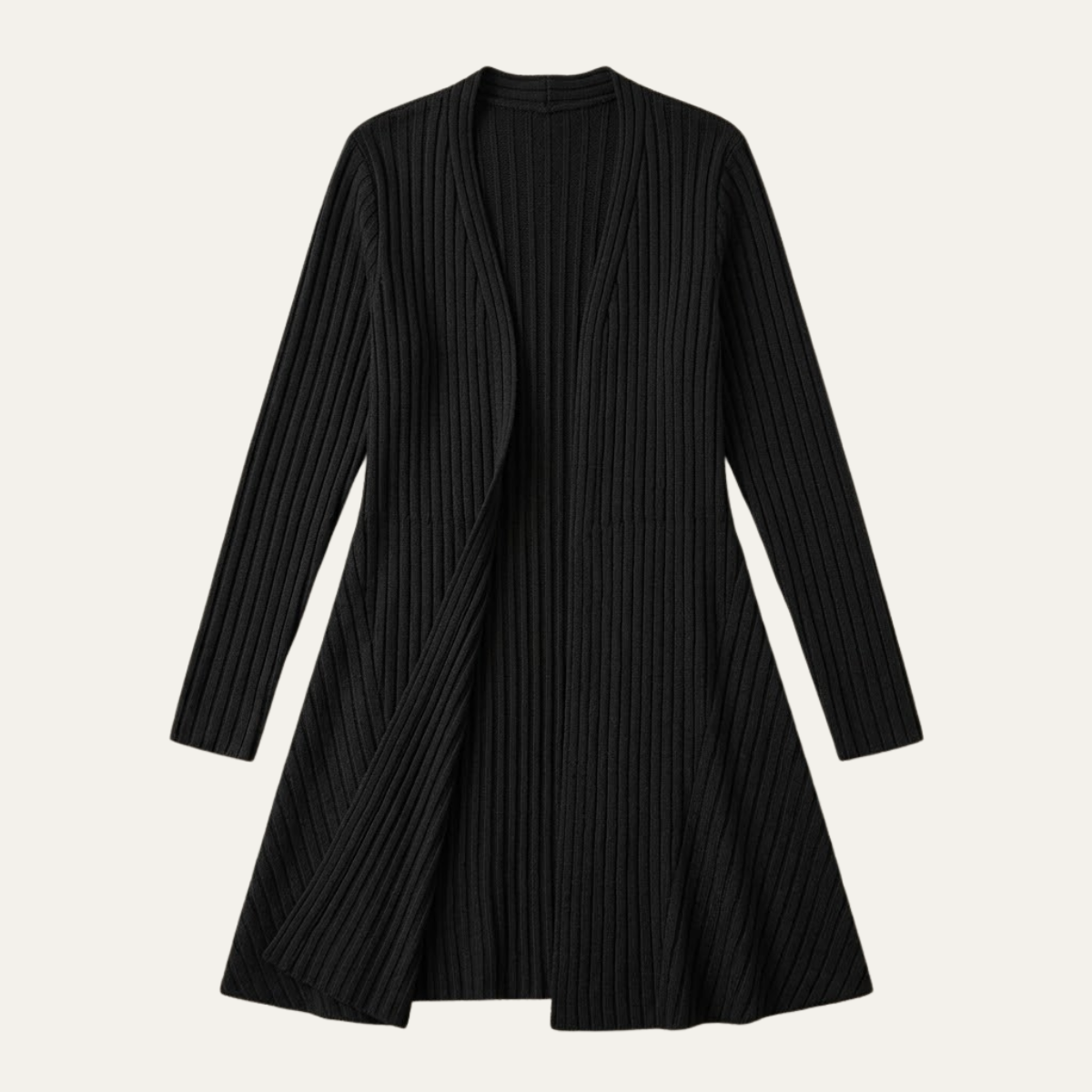 Women's Casual Ribbed V Neck Long Cardigan