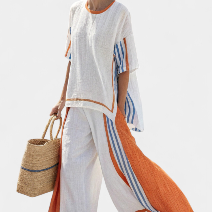 Women's Chic Oversized Striped Two Piece Set