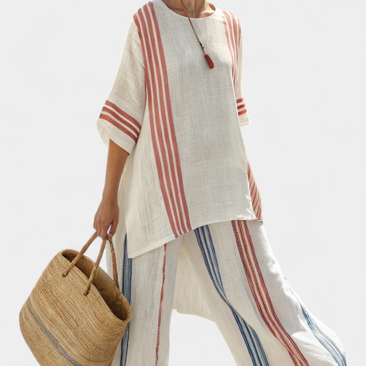 Women's Chic Oversized Striped Two Piece Set