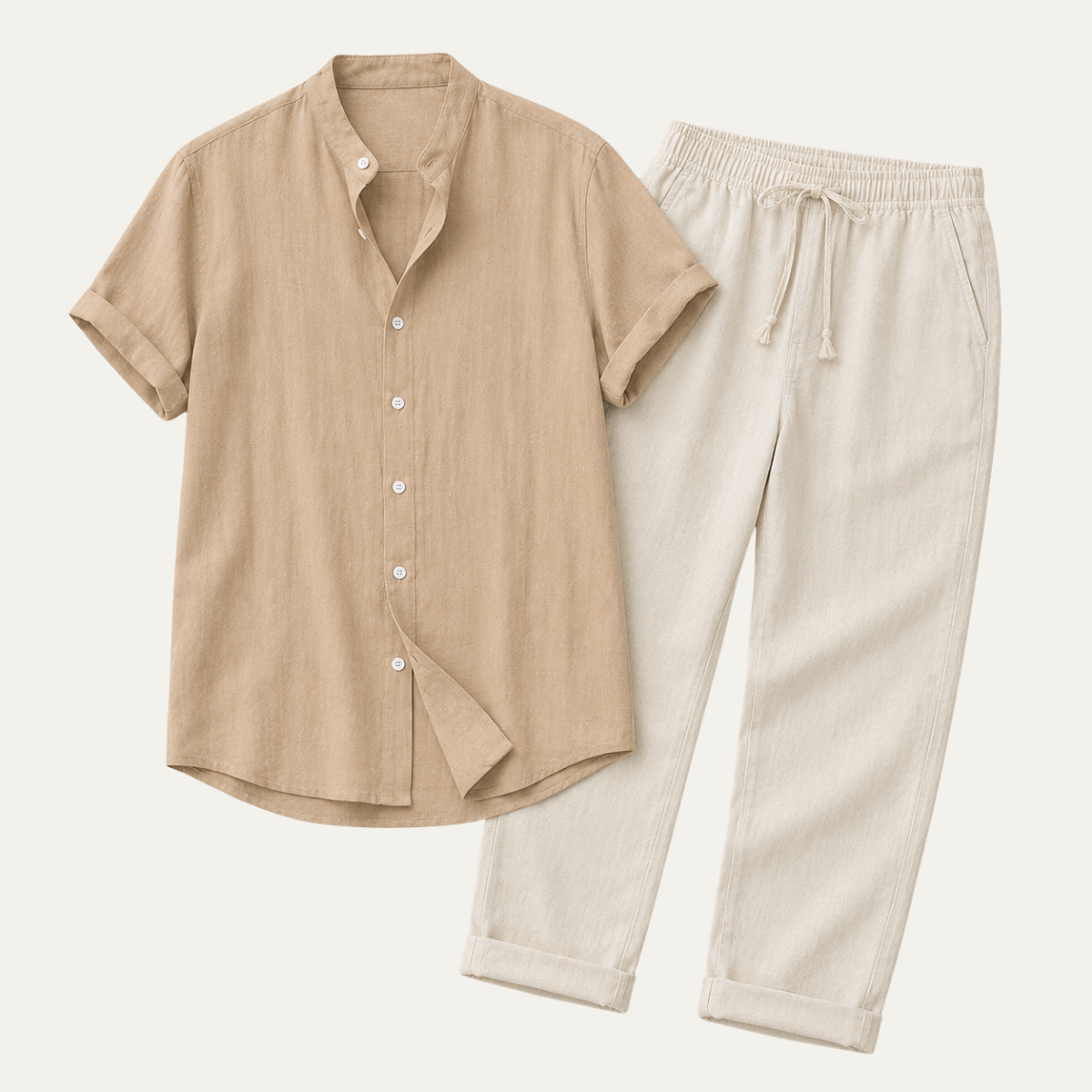 The Brentwood Men's Short Sleeve Linen Shirt & Drawstring Pants Set