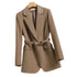 Women's Long Blazer with Adjustable Belt