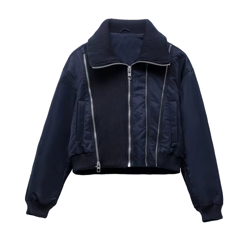 Women's Zip Up Cropped Bomber Jacket