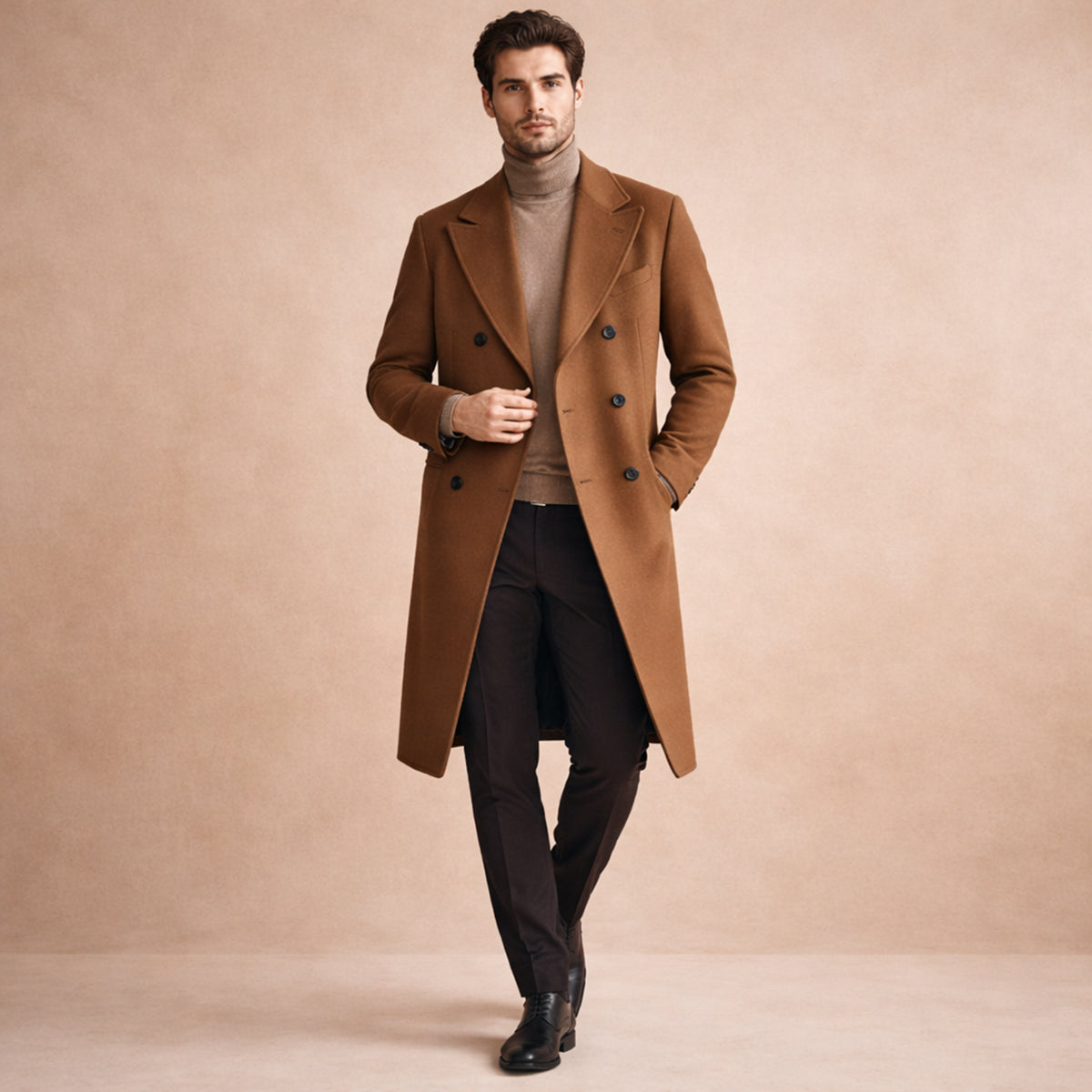 The Ravello Men’s Elegant Long Double Breasted Trench Coat