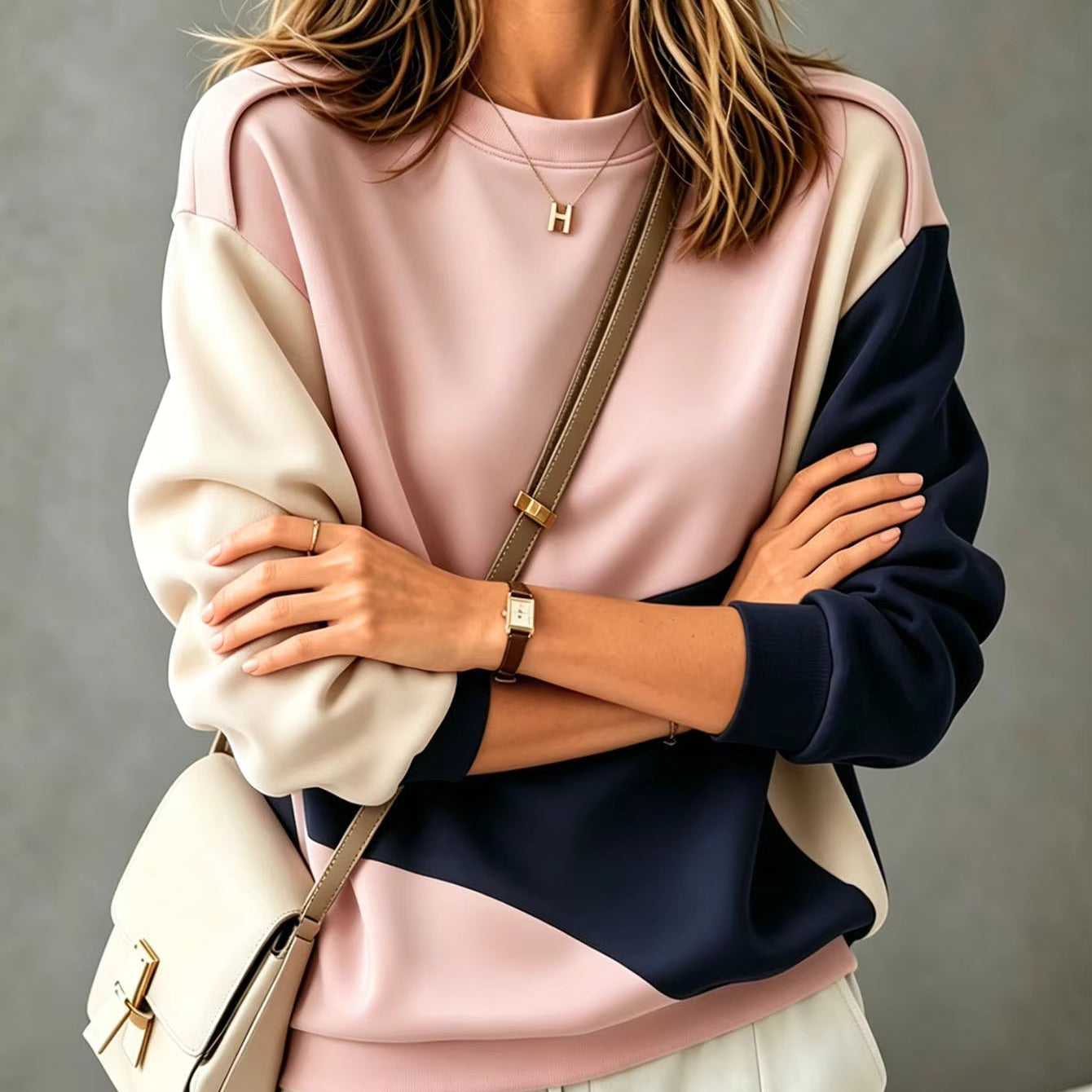 Women's Color Block Crewneck Sweatshirt