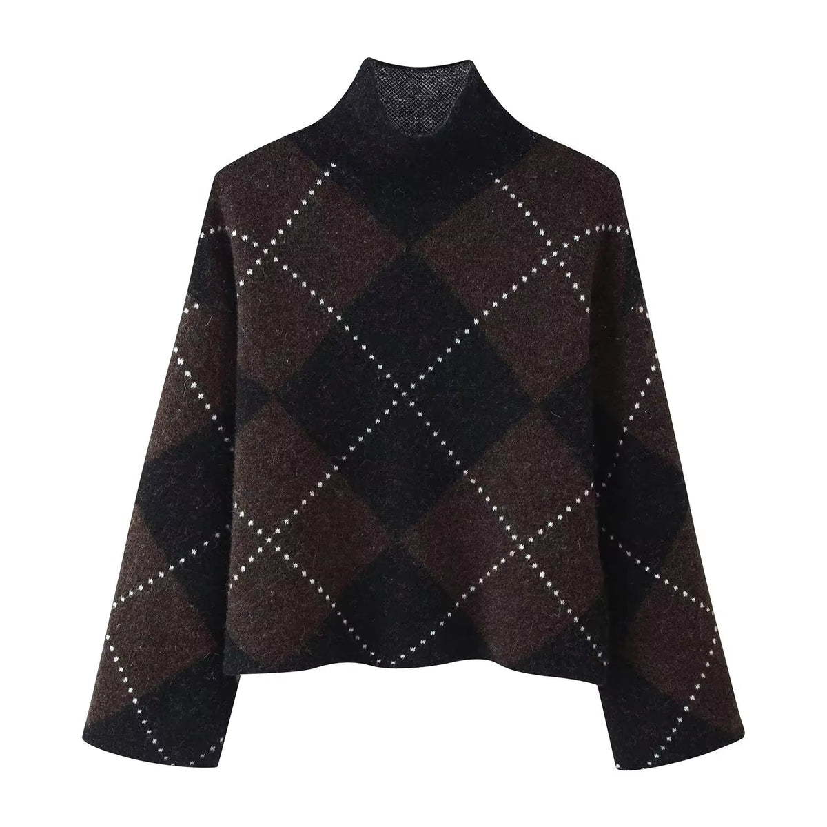Women's Diamond Pattern Knit Sweater and Skirt Set