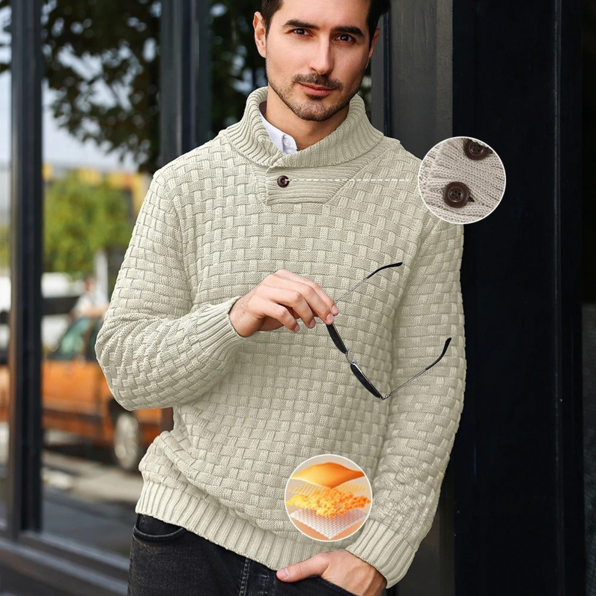 The Stirling Men's Textured Knit Winter Sweater