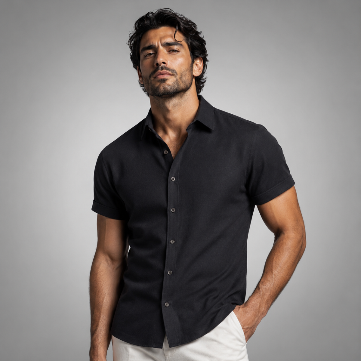 The Belluno Men’s Casual Business Solid Button-Up Shirt