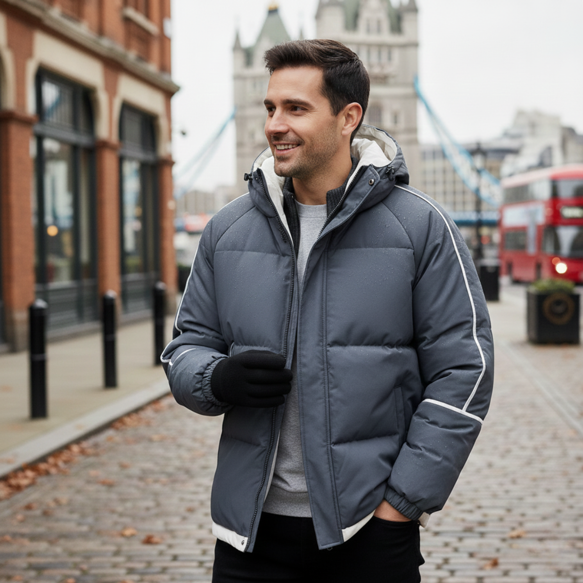 The London Men's  Waterproof Puffer Jacket - Luxury Hooded Winter Coat
