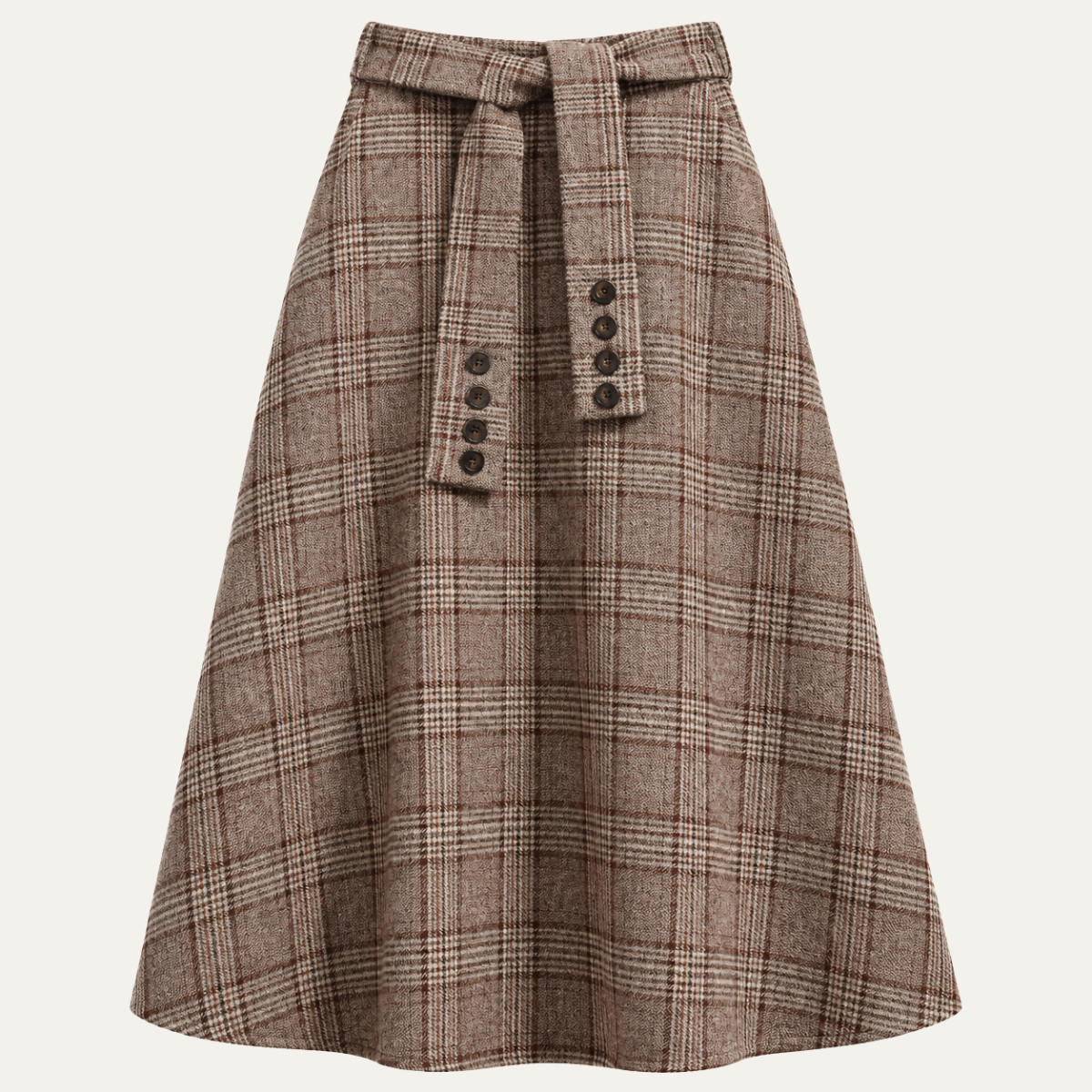 Women's High Waist Plaid A Line Midi Skirt