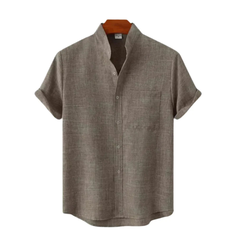 The Hamptons Men's Short Sleeve Collar Linen Shirt