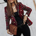 Women's Checked Tweed Jacket with Gold Trim