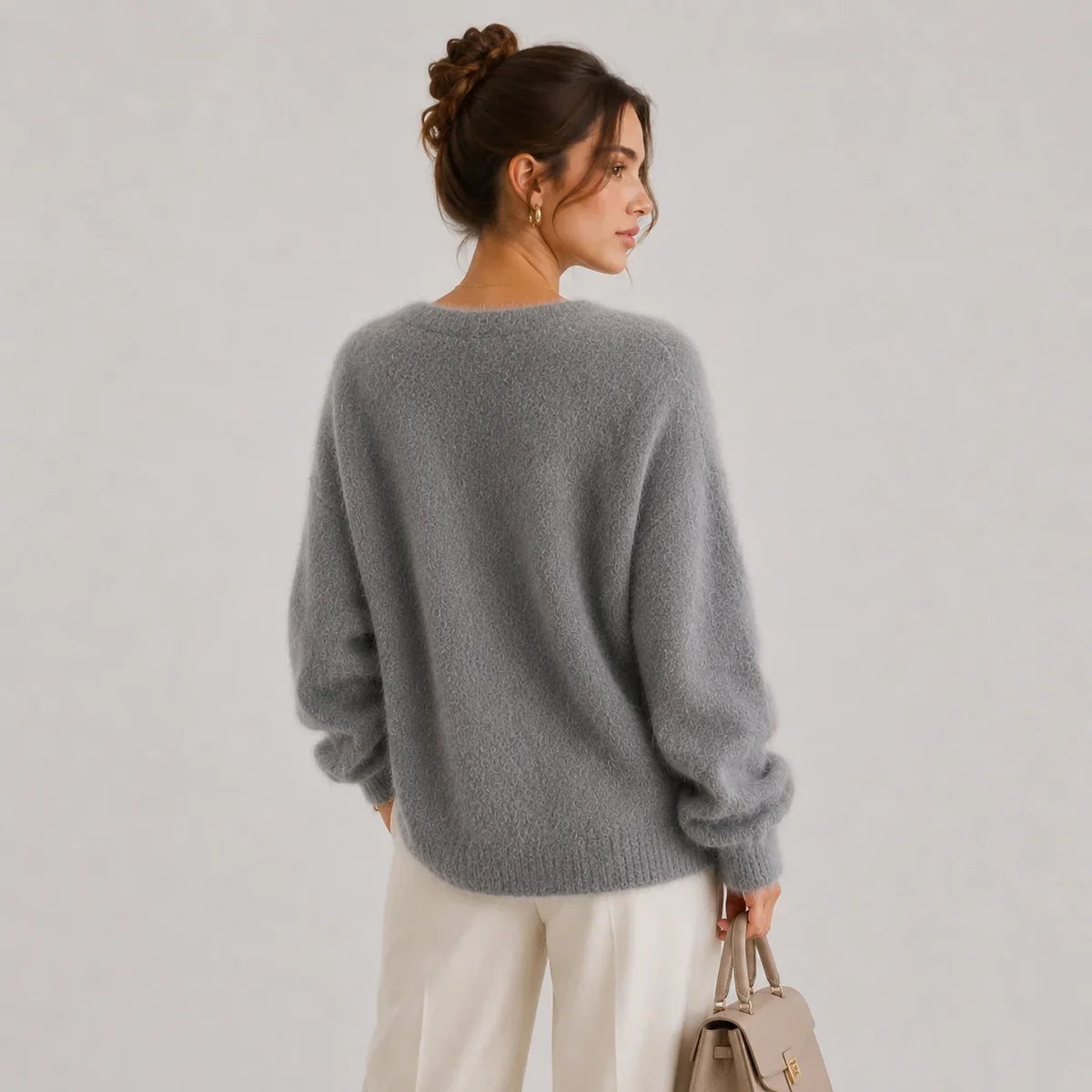 Women's V Neck Button Front Knit Cardigan