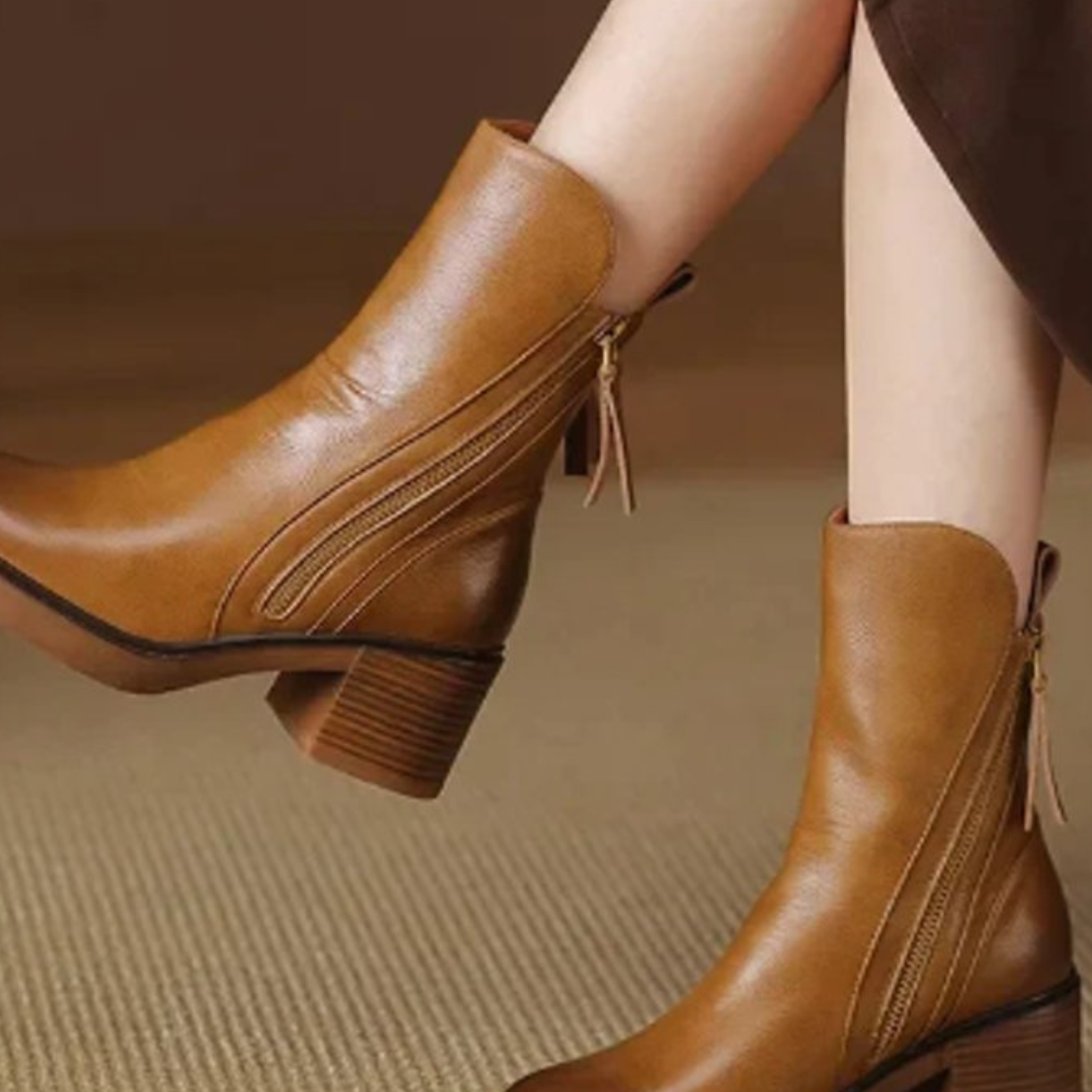 Women’s Pointed Toe Ankle Boots – Side Zip Block Heel Booties