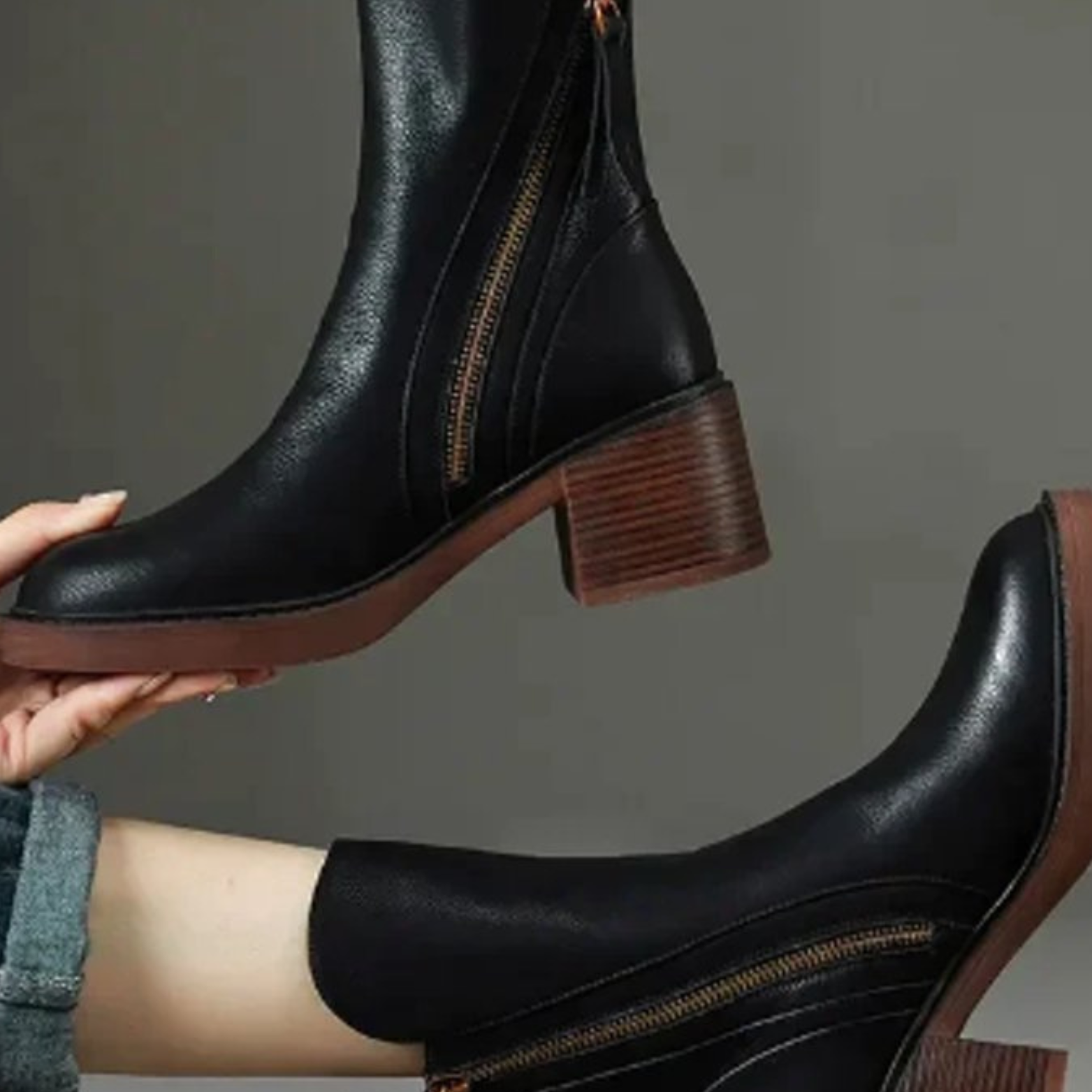 Women’s Pointed Toe Ankle Boots – Side Zip Block Heel Booties