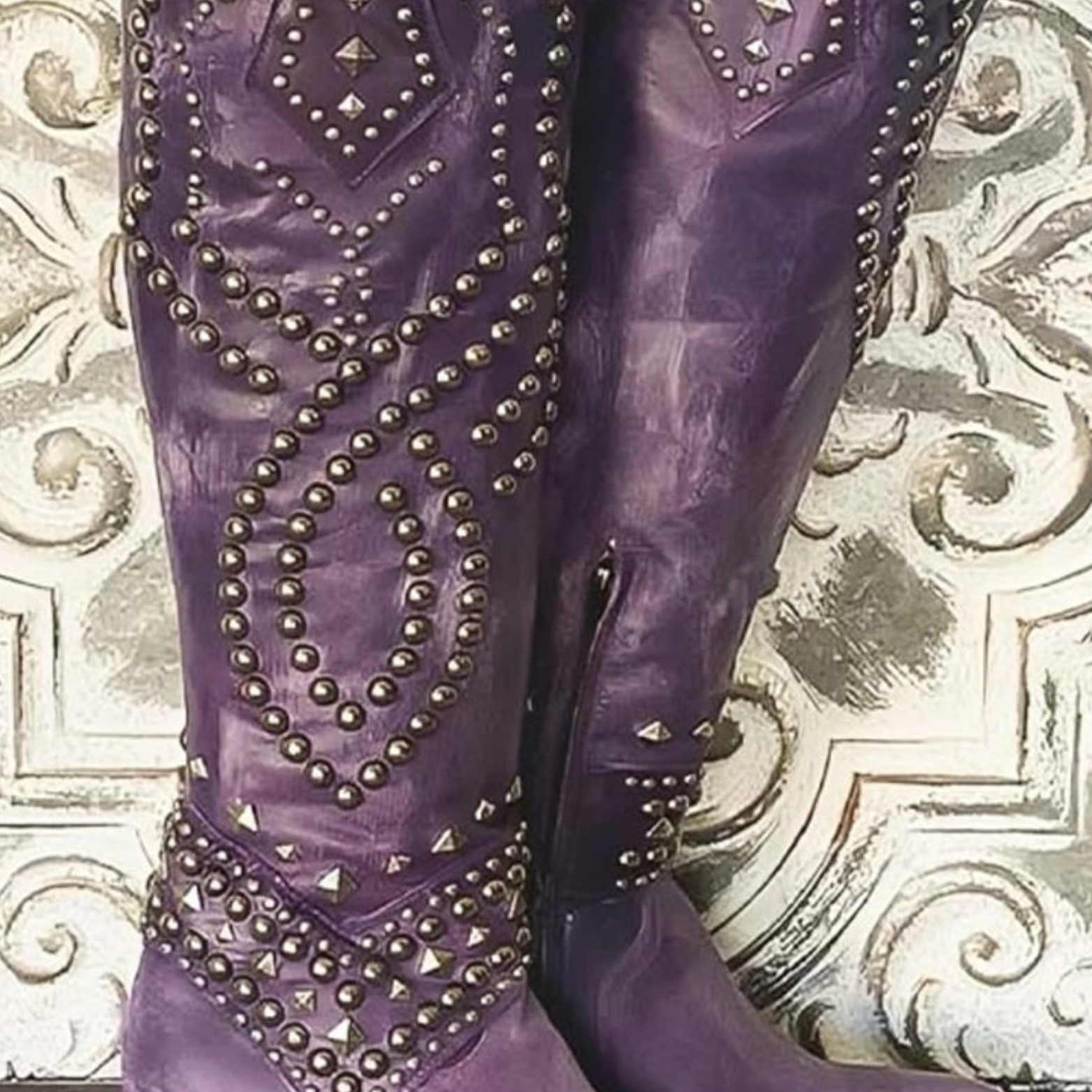Women’s Studded Knee High Cowboy Boots – Pointed Toe Western Boots