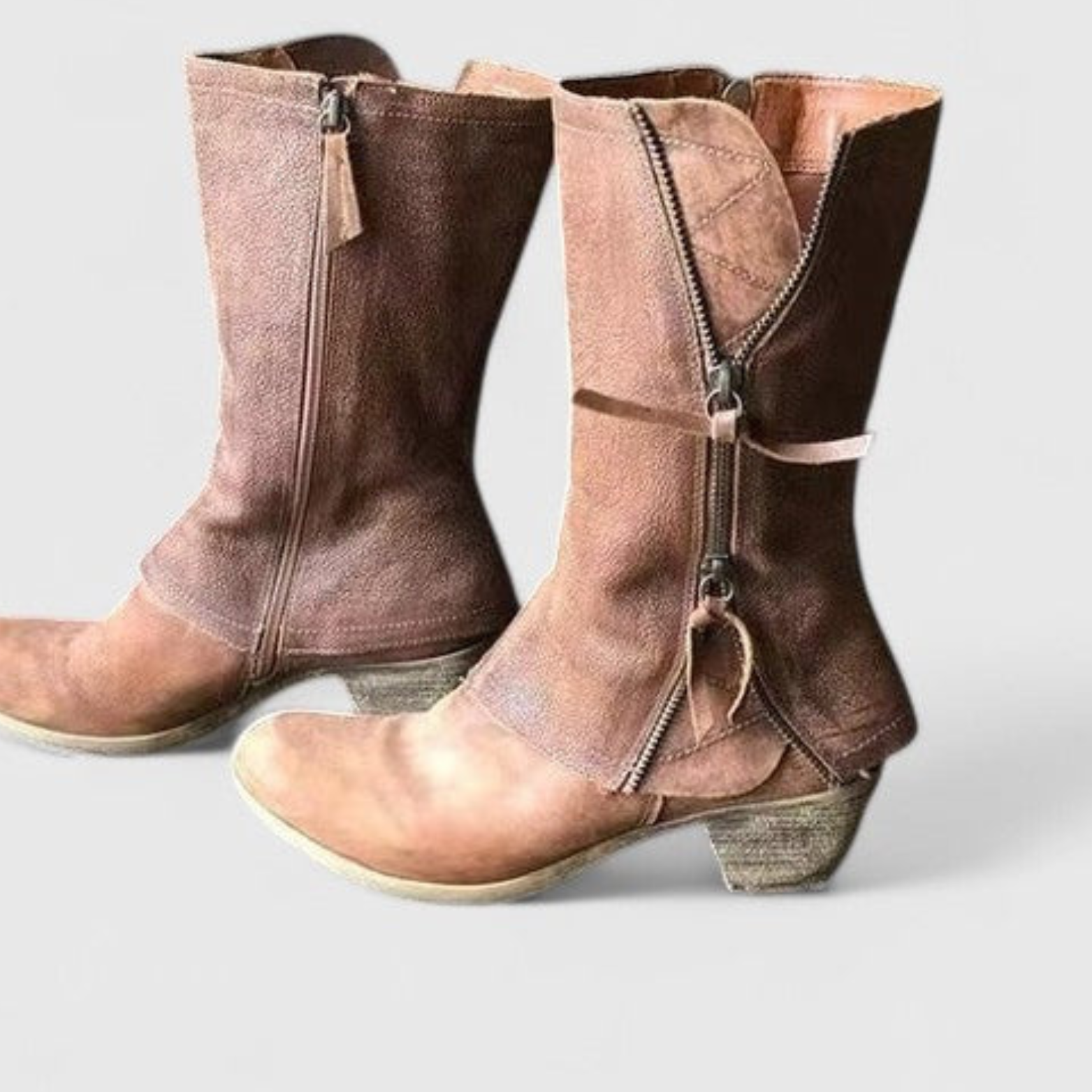 Women’s Vintage Western Boots – Distressed Mid Calf Cowboy Boots
